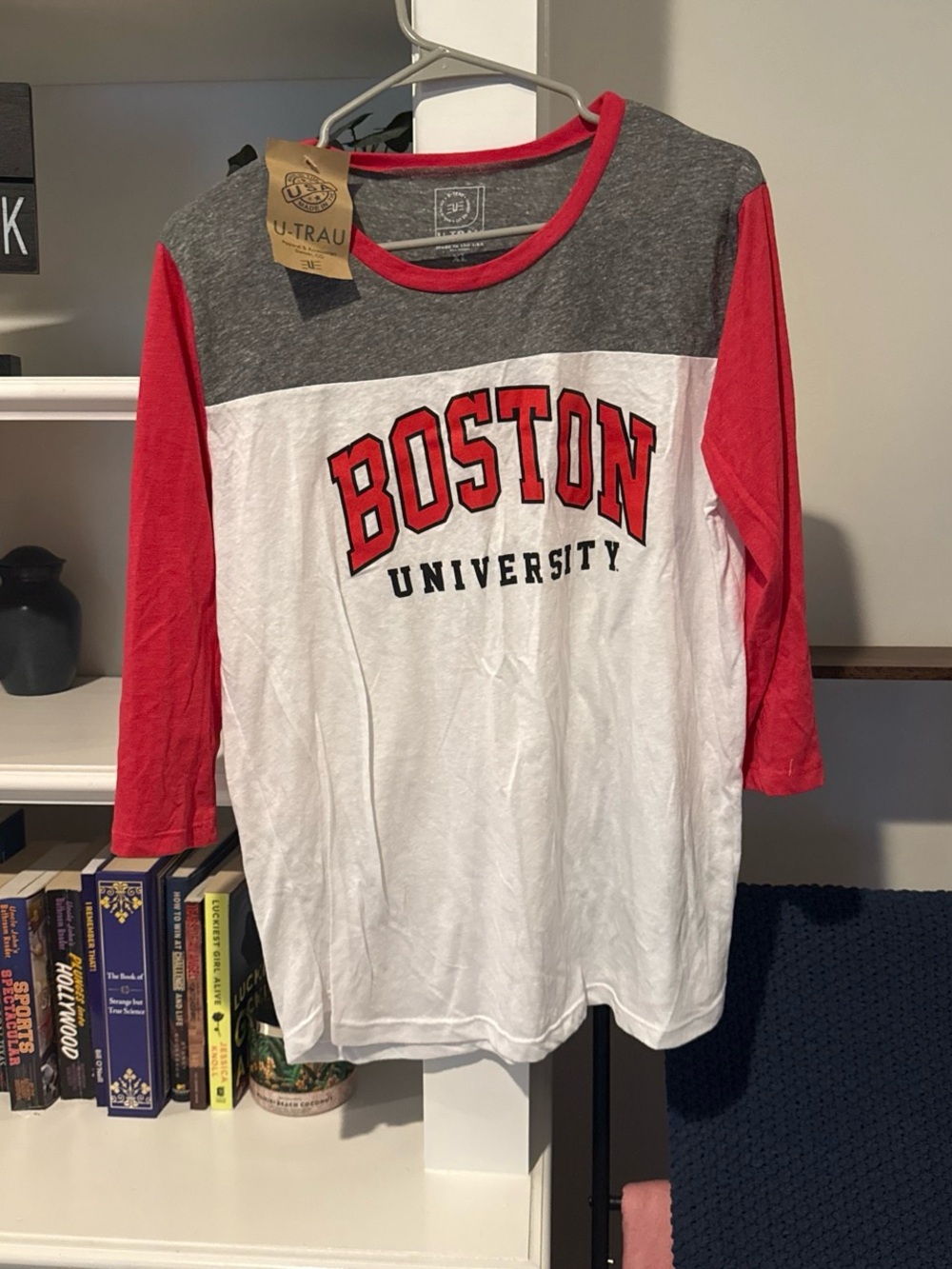 Boston University Red & White Raglan Tee